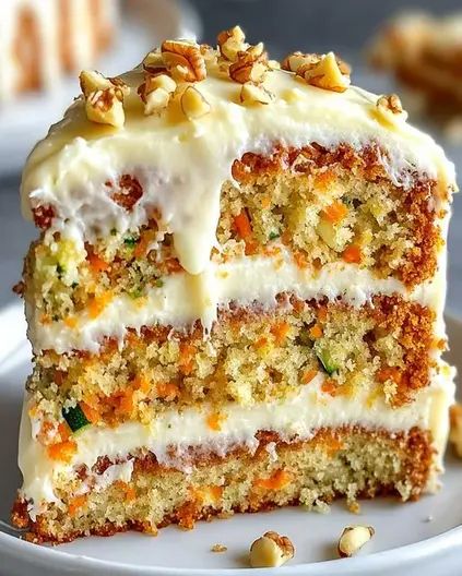 Moist Carrot Zucchini Cake with Cream Cheese Frosting Carrot Zucchini Cake, Zucchini Carrot Cake, Cake Recipes Uk, Carrot Zucchini, Southern Cake, Homemade Carrot Cake, Easy Carrot Cake, Cake With Cream Cheese Frosting, Blueberry Cream Cheese