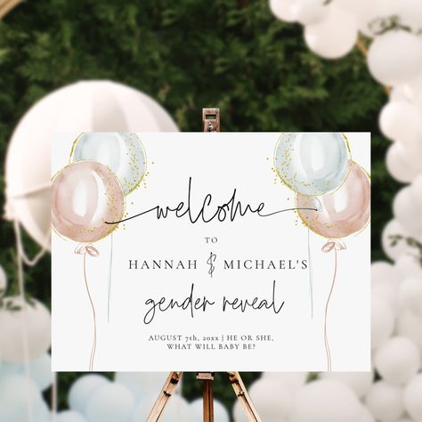 Balloon Gender Reveal, Gender Reveal Balloons, Blue Balloon, Gender Reveal Invitations, Gold Flecks, Blue Balloons, Reveal Party, Baby Shower Gender Reveal, Reveal Parties