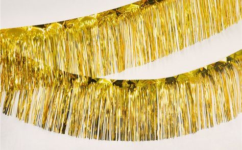 Gold Fringe Garland Fringe Garland, Foil Curtain, Gold Fringe, Glitter Party, Party Bars, Gold Table, Unique Ideas, Table Decor, Party Decor