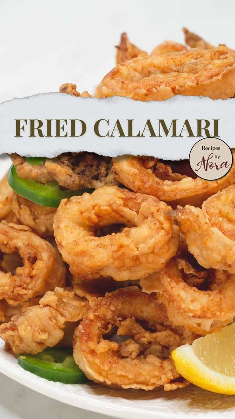 Fried Calamari, also known as Calamares, is a delicious appetizer made with squid coated in a light batter and deep-fried until golden brown. This dish is an absolute must-try and completely addictive! Fried Calamari Recipe, Filipino Appetizers, Deep Fried Calamari, Crispy Calamari, Calamari Recipe, Prawn Fritters, Spring Lunch, Calamari Recipes, Avocado Fries