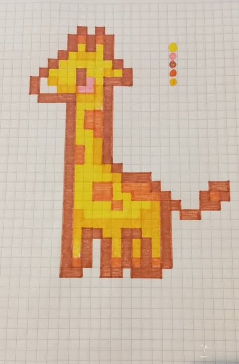 Pixel art animales Balloon Animal Pixel Art, Giraffe Pixel Art, Pixel Art Dog, Animal Pixel Art, Pixel Art Animals, Pixel Kawaii, Modele Pixel Art, Cute Easy Doodles, Easy Pixel Art