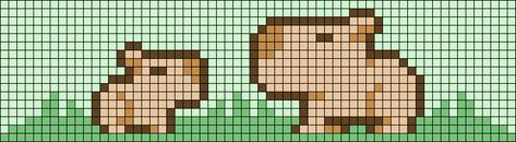 Perler Bead Patterns Capybara, Pixel Art Grid Capybara, Cross Stitch Capybara, Capybara Cross Stitch Pattern, Capybara Alpha Pattern, Capybara Perler Beads, Pixel Capybara, Capybara Pixel Art, Modele Pixel Art