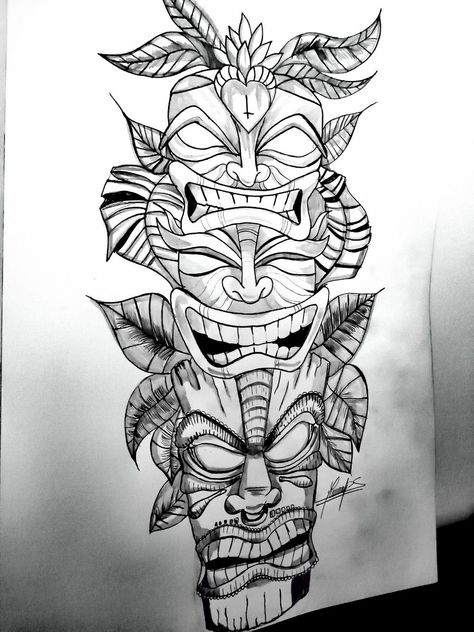 205+ Tiki Tattoo Ideas (2024) - TattoosBoyGirl Tiki Leg Tattoo, Tiki Totem Tattoo, Tiki Tattoo Hawaiian, Tiki Mask Tattoo, Tiki Tattoo Ideas, Tatoo 3d, Tiki Tattoo, Left Arm Tattoos, Totem Tattoo