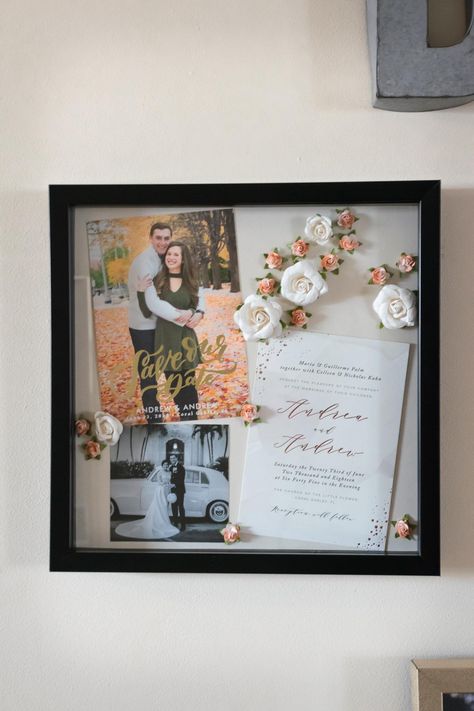 Diy Shadow Box Ideas, Shadow Box Memory, Shadow Box Ideas, Wedding Frame Gift, Shadow Box Gifts, Wedding Shadow Box, Wedding Memory Box, Diy Shadow Box, Diy Valentine's Day