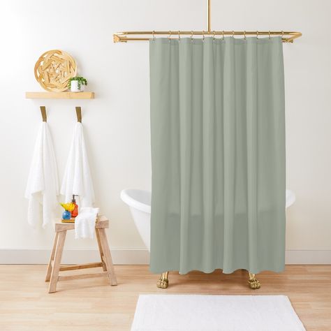 "Desert Sage Grey Green Solid Color" Shower Curtain by podartist | Redbubble Color Shower Curtain, Ombre Shower Curtain, Solid Color Shower Curtain, Purple Shower Curtain, Green Shower Curtains, Blue Shower Curtains, Beach Shower, Kitchen Decorating, Patterned Shower Curtain