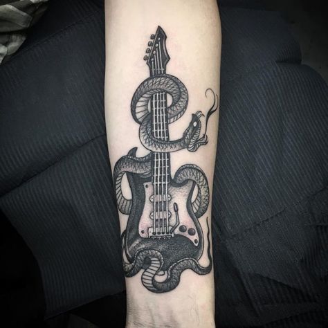 Guitar Tattoo Ideas, Music Guitar Tattoo, Guitar Tattoos, Rock And Roll Tattoo, Rock Tattoos, Piano Tattoo, Plant Tattoos, Tattoo Designs Unique, Guitar Tattoo Design