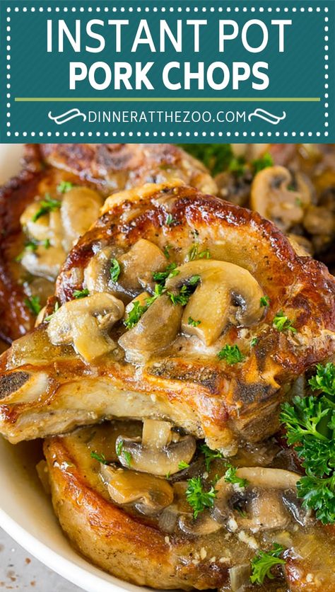 These Instant Pot pork chops are seared to golden brown perfection, then pressure cooked and covered in mushroom gravy. Pork Chops With Mushrooms, Pork Chops With Mushroom Gravy, Pressure Cooker Pork Chops, Optavia Diet, Instant Pot Pork Chops, Mushroom Pork Chops, Instant Pot Pork, Boneless Pork Chops, Baked Pork Chops