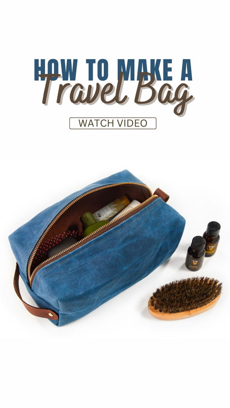 A dopp kit, also known as a toiletry bag, is an essential travel item for keeping your personal items organized. In today's video, we'll show you how to make a DIY dopp kit using waxed canvas and Cordura. The leather accents add a stylish, expensive look to this must-have accessory. Dopp Kit Pattern Free, Diy Toiletry Bag, Leather Dopp Bag, Pet Diy Projects, Diy Toiletries, Expensive Look, Dopp Bag, Diy Travel Bag, Perfect Travel Bag