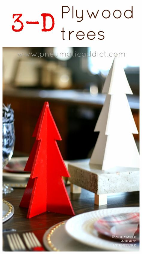 DIY and furniture blog, offering in-depth tutorials on furniture building, refinishing, power tools, home decor and crafts. Christmas Tree Card Holder, Modern Tablescape, Wooden Trees, Christmas Tree Forest, Table Buffet, Christmas Modern, Led Christmas Tree, Holiday Artwork, Christmas Tree Art