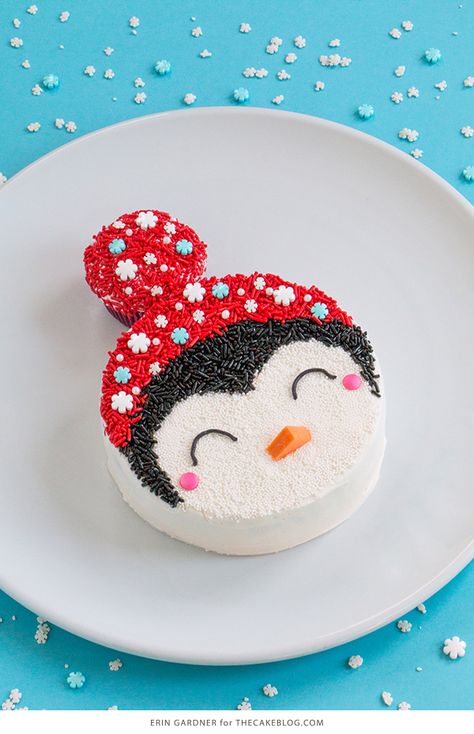 Penguin Cake | The Cake Blog Penguin Cake, Penguin Cakes, Christmas Cake Designs, Smooth Cake, Christmas Cake Decorations, Winter Cake, Cartoon Cake, Cake Blog, Cake Decorating Designs