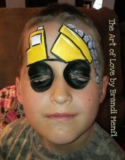 My version of the dump truck face painting for the boys (& girls). Monster Truck Painting, Mime Face Paint, Truck Painting, Face Painting For Boys, Sheep Face, Cheek Art, Face Painting Easy, Kids Face Paint, Boy Face