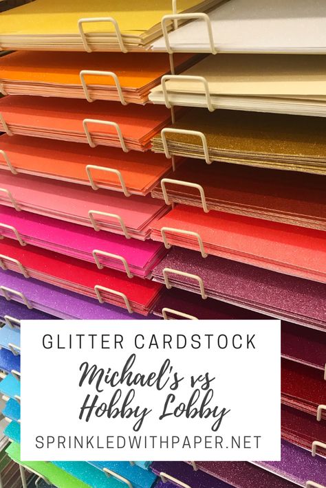 Michael's vs. Hobby Lobby Glitter Cardstock Paper Comparison - Sprinkled with Paper Glitter Cardstock Crafts, Hobby Lobby Projects, N Activities, Hobby Lobby Wall Art, Bujo Scrapbook, Paper Making Kit, Class Reunion Decorations, I Need A Hobby, Reunion Decorations