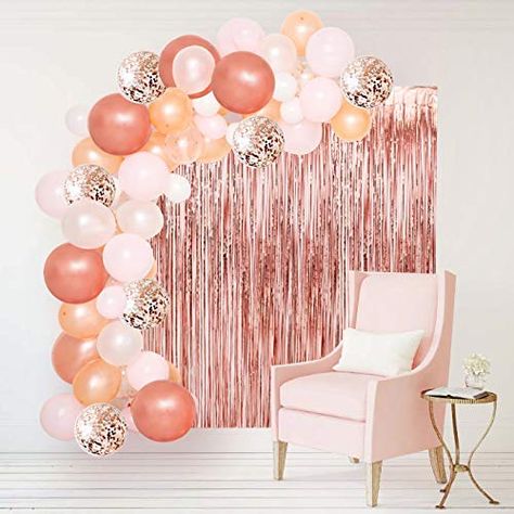 Amazon.com: STARSHINE Balloon Garland Arch Tinsel Fringe Foil Curtains Kit Extra Large Balloons Pink White Rose Gold Party Decorations for Birthday Wedding Baby Shower Bridle Shower Centerpiece Backdrop: Home & Kitchen Props Photoshoot, Fringe Curtains, Rose Gold Party Decor, 18th Birthday Decorations, Foil Curtain, Backdrop Decor, Gold Confetti Balloons, Rose Gold Confetti, Rose Gold Balloons