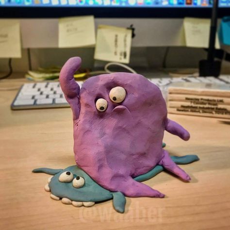 Anime Clay, Ceramic Monsters, Clay Animation, Clay Monsters, Animation Ideas, Air Dry Clay Projects, Polymer Clay Figures, Cute Clay, Clay Art Projects