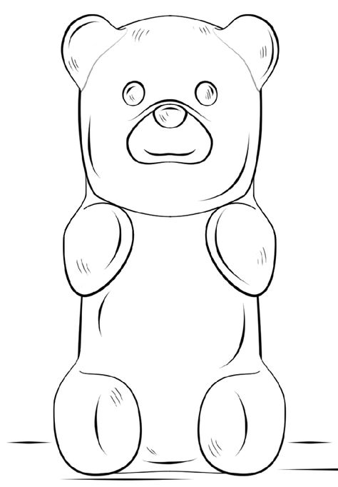 Gummy Bear Science Project, Bear Coloring Page, Teddy Bear Coloring Pages, Bear Drawing, Bear Coloring Pages, Drawing Tutorials For Kids, Easy Coloring, Bear Crafts, Christmas Bear