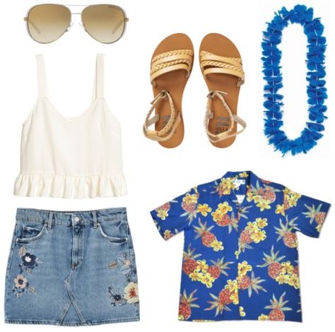 How to Dress Fashionably for Themed Parties Theme Party Outfit Ideas, Luau Party Outfit, Themed Party Outfits, Hawaiian Party Outfit, College Theme, Luau Outfits, Party Outfit College, College Outfits Preppy, Beach Party Outfits