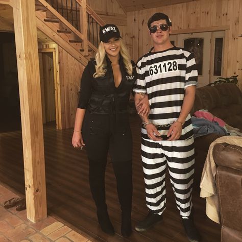 Halloween costumes for couples Couple Costumes Cop And Prisoner Costume, Couple Halloween Costumes Brown Hair, Police And Prisoner Costume Couple, Cop And Robber Costume Couple, Cops And Prisoner Costume, Cops And Robbers Costume, Police Officer Halloween Costume, Costume For Couples, Partner Halloween Costumes