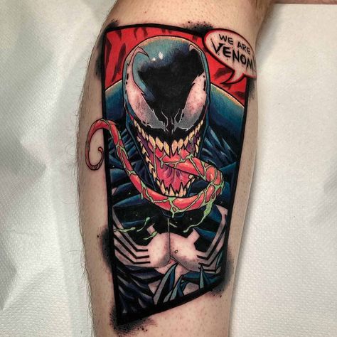 Venom Back Tattoo, Small Venom Tattoo, Marvel Venom Tattoo, Venom Sleeve Tattoo, Comics Tattoo Ideas, Venom Tattoo Design, Venom Tattoo Ideas, Venom Tattoos, New Age Tattoo