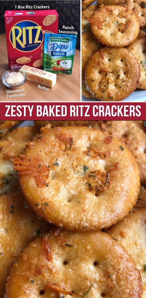 Baked Ritz Crackers, Ritz Cracker Recipes, Salt Crackers, Snack Mix Recipes, Cracker Snacks, Cracker Recipes, Ritz Crackers, Snacks Für Party, Cheese Plate