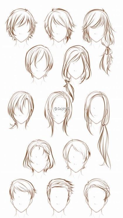 Hairstyle reference for drawing Hair Reference Front View, Male Hairstyles, Pelo Anime, Drawing Hair Tutorial, Manga Hair, Drawing Hair, Hair Sketch, Hair Drawing, Seni Dan Kraf