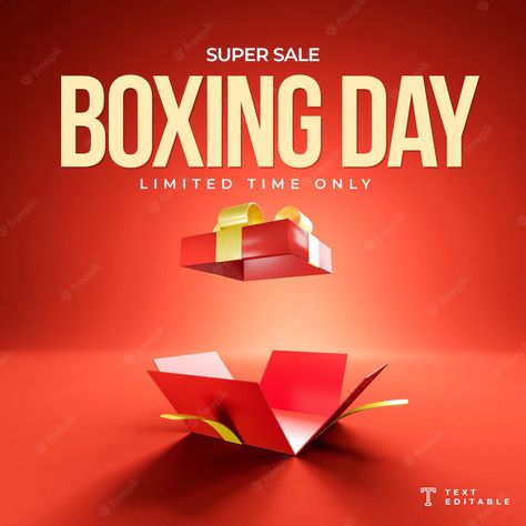 Premium PSD | Realistic banner boxing day sale 3d rendering Boxing Day Sale, Product Background, Key Visual, Boxing Day, Creative Ads, Super Sale, 3d Rendering, Social Media Design, Banner Design