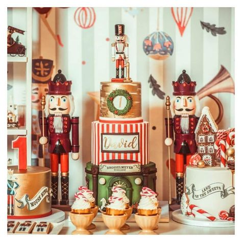 Nutcracker Christmas Birthday Party, 1st Christmas Birthday Party Ideas, Nutcracker Birthday Cake, December Baby Birthday, Nutcracker Birthday Party, Nutcracker Cake, Nutcracker Christmas Party, Nutcracker Birthday, Outdoor Christmas Party