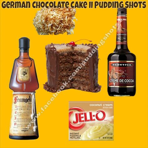 German Chocolate Cake II Pudding Shots. See full recipe and more on www.facebook.com/puddingshots1 German Chocolate Pudding Shots, Pudding Shot Recipes, Jell O, Jello Pudding Shots, Boozy Popsicles, Boozy Cupcakes, Oktoberfest Food, Dessert Shots, Pudding Shots