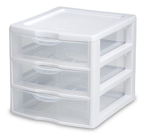 Sterilite 2073: Small 3 Drawer Unit Countertop Drawers, Storage Carts, Drawer Cart, Plastic Drawer Organizer, 3 Drawer Storage, Plastic Drawers, Drawer Unit, Drawer Box, Drawer Organizers