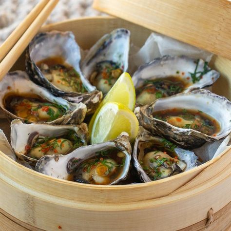 Asian Inspired Chilli Oysters - A Tasty Kitchen Steam Oysters, Steamed Oysters, Spicy Dressing, Nye Dinner, Seafood Pasta Recipes, Chinese Cooking Wine, Oyster Recipes, Tasty Kitchen, Seafood Pasta