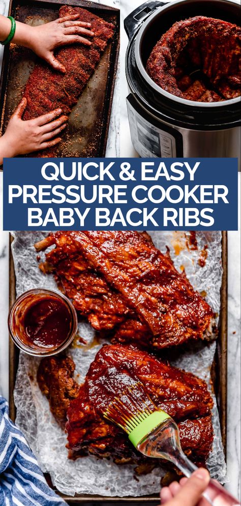 pressure cooker baby back ribs recipe - the BEST pressure cooker baby back ribs recipe! my dry rub for baby back ribs + a secret ingredient + perfected cooking time = juicy & tender ribs! #playswellwithbutter #pressurecookerribs #babybackribs #ribsrecipe #pressurecooker #instantpotrecipes #babybackribsinstantpot Rub For Baby Back Ribs, Ribs Instapot, Pressure Cooked Ribs, Pressure Cooker Ribs, Instant Pot Ribs Recipe, Baby Back Ribs Recipe, Back Ribs Recipe, Pressure Cooker Pork, Tender Ribs