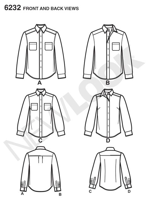 Line Drawing Sewing Pattern Men, Jacket Sewing Pattern, New Look Patterns, Shirt Sewing Pattern, The Fold Line, Trim Fabric, Digital Patterns, Clothes Sewing, Simplicity Sewing