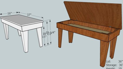 Large preview of 3D Model of Piano Bench Diy Indoor Furniture, Sheet Music Storage, Storage Bench Entryway, Club Building, Moving Tips And Tricks, Piano Stand, Shoe Storage Bench Entryway, Wooden Benches, Used Woodworking Tools