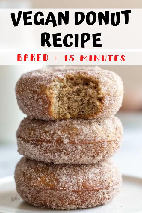 Baked Vegan Donut Recipe- this donut recipe is SO simple to make, comes together in just one bowl, and are a healthy donut alternative! #donut #healthydessert #breakfast Donut Alternative, Vegan Donuts Baked, Donut Recipe Baked, Homemade Baked Donuts, Healthy Donuts Recipe, Vegan Donut Recipe, Vegan Doughnuts, Baked Donut, Healthy Donuts