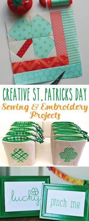 Cute St Patrick's Day Sewing and Embroidery Projects Sew Gifts, Holiday Hand Towels, Seasonal Pillows, Spring Sewing, Sewing And Embroidery, Green Beer, St Patrick's Day Crafts, Holiday Quilts, Paper Embroidery