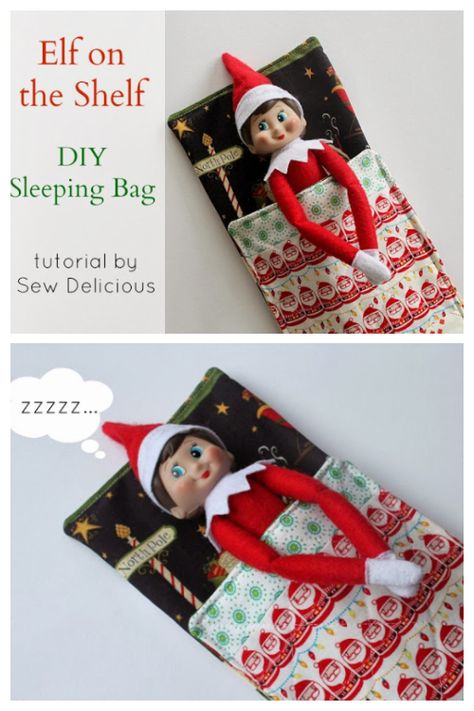 DIY Fabric Sleeping Bag for Elf Free Sewing Pattern | Fabric Art DIY Elf Sewing Pattern, Diy Sleeping Bag, Christmas Elf Doll, Awesome Elf On The Shelf Ideas, Fabric Sewing Patterns, Elf Doll, Doll Sewing Patterns, Sleeping Bag, Diy Fabric