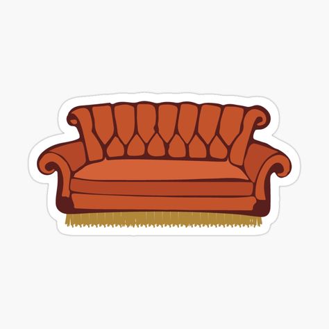 FRIENDS iconic orange couch sticker Friends Vector, Friends Couch, Mobile Stickers, Nyc Coffee, Orange Couch, Friends Sketch, Friends Clipart, Orange Sofa, Friends Tv Series