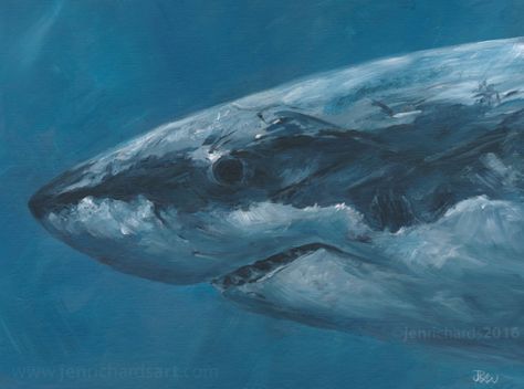 Shark Acrylic Painting, Ocean Life Photography, Vivid Art, Marine Life Art, Shark Painting, Cool Sharks, Landscape Painting Tutorial, Sea Life Art, Shark Art