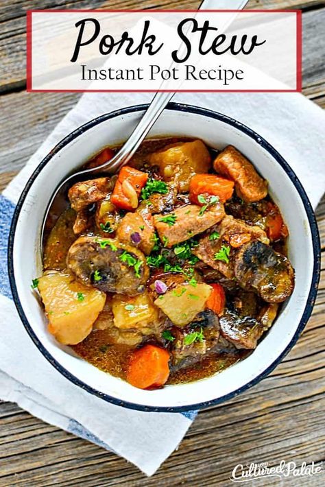 Instant Pot Pork Stew is a delicious pork stew recipe make in the instant pot. Instant pot recipes are quick and easy! Great winter meal! myculturedpalate.com #instantpot #instantpotrecipes #porkstew #porkstewrecipe #instantpotporkstew Pork Stew Meat Recipes, Pork Stew Meat, Recipes Using Pork, Pork Stew Recipes, Recipes Pork, Stew Meat Recipes, Pork Stew, 10 Dinner, Easy Meat Recipes