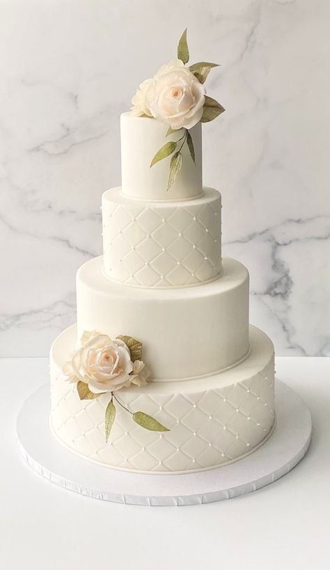 Inspiration Gallery — A Simple Cake Romantic Wedding Cake Elegant, Simple Elegant Wedding Cakes Classy, Simple Elegant Wedding Cake, Classy Wedding Cakes, Wedding Cake Designs Simple, Southern Wedding Cakes, Simple Classic Wedding, Wedding Cake Options, Wedding Cake Display