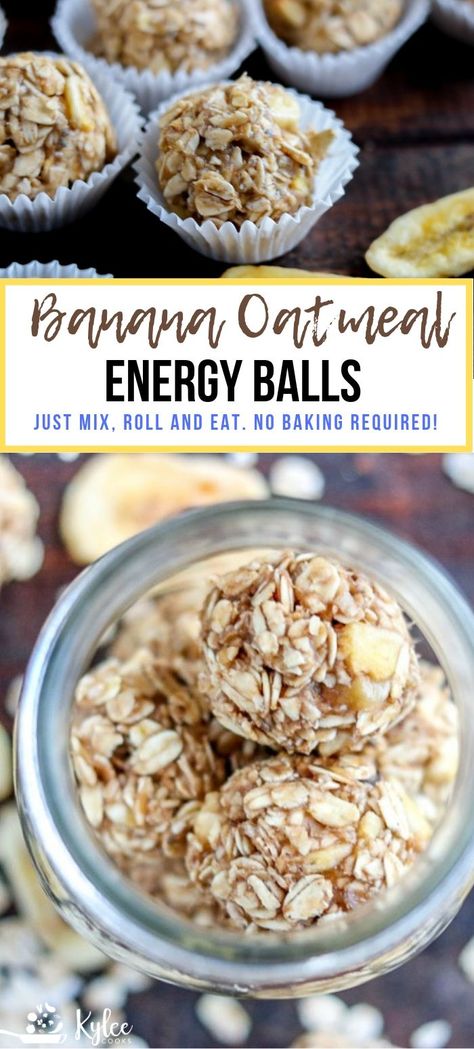 Banana Oat Bites, Oatmeal Energy Balls, Banana Energy, Oat Bites, Oatmeal Energy Bites, Oatmeal Balls, Energy Balls Healthy, Parmesan Chips, Energy Ball Recipe