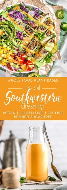 Dairy Free Southwest Salad Dressing, Plant Based Dressing Oil Free, Vegan Southwest Dressing, Vegan Sauces And Dressings Oil Free, Southwestern Dressing, Appetizer Summer, Southwest Dressing, Vegan Dressings, Oil Free Salad Dressing