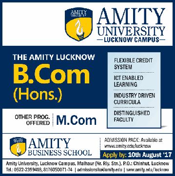 amity-university-lucknow-campus-bcom-flexible-credit-system-ad-dainik-jagran-kanpur-09-08-2017 Amity University, Business School, Newspaper, University, How To Apply, Quick Saves