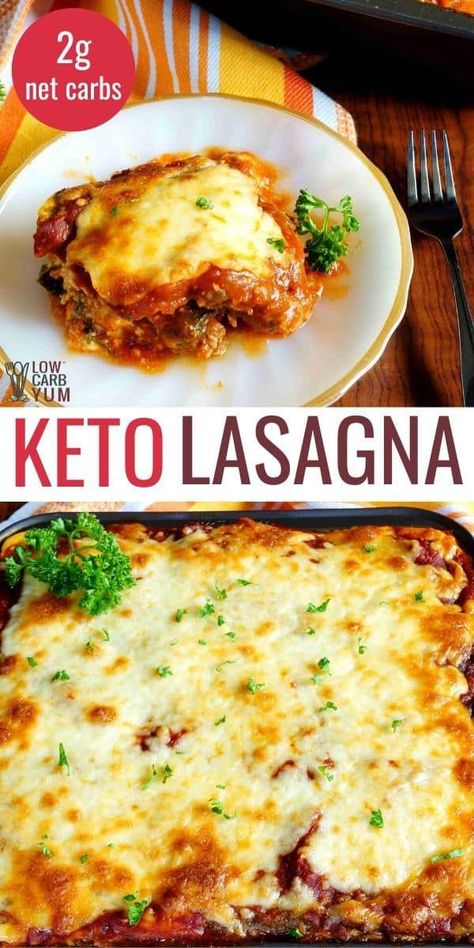 A keto lasagna recipe without noodles that slices beautifully!  This low carb lasagna recipe uses pre-baked meat slices as a substitute for pasta. #ketorecipes #ketodinners #ketolasagna Spinach And Meat Lasagna, Low Carb Lasagna Recipe, Substitute For Pasta, Keto Lasagna Recipe, Keto Lasagne, Icecream Ideas, Diet Lunch, Low Carb Lasagna, Comidas Keto