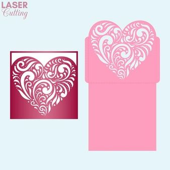 Pocket Envelope Template, Valentine Card Template, Template Wedding Invitation, Laser Cut Cards, Pocket Envelopes, Heart Card, Valentine Greeting Cards, Valentines Greetings, Laser Cut Wedding