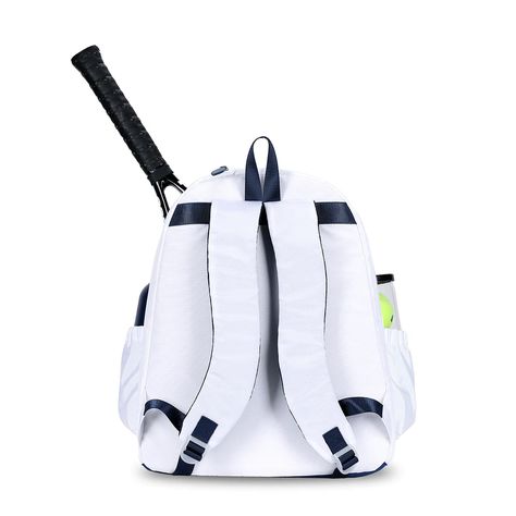 The Courtside Tennis Backpack 2.0 is all about functionality and style. A separate zip compartment for your racquets helps keep you organized on the court. The structured nylon allows the bag to stand up-right for easy access during your matches. Structured nylon. Padded, adjustable straps. Zip closures. Exterior zip pocket. Two exterior water bottle pockets. Interior racquet pocket fits two racquets. Two interior slip pockets. Interior zip pocket. Nylon liner. 14”L x 5.5”W x 17”H. Color: White Volleyball Hoodies, Tennis Racket Bag, Tennis Backpack, Tennis Equipment, Tennis Bags, Tennis Bag, Racquets, Racquet Sports, Winter Park