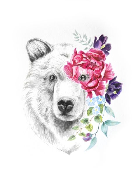 Mamma Bear, Bear Tattoo Designs, Tier Tattoo, Kunst Tattoos, Bear Tattoos, Bear Tattoo, Bear Art, Pics Art, Mama Bear