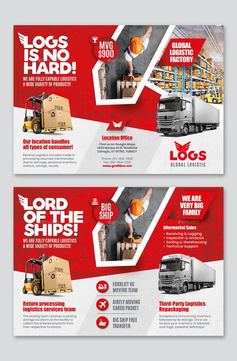 Logistics Tri-Fold Brochure Template PSD, INDD Logistics Brochure, Tech Flyer Design, Logistics Poster, Tri Fold Brochure Design, Brochure Layout Design, Brochures Design, Logistics Design, Leaflet Template, Brochure Design Creative