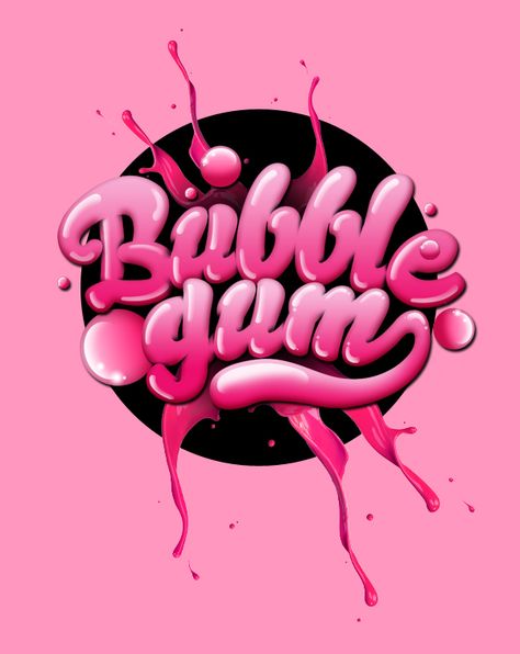 #pink #fabulous #bubblegum #bubble #wishes Creative Typography, Typographic Design, Font Design, Graffiti Lettering, Typography Letters, Typography Art, Typography Logo, 로고 디자인, Pink And Black