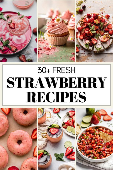 Whether you're looking to create a refreshing dessert, a luscious breakfast treat, or an unexpected savory delight, strawberries can add a burst of flavor to any dish.  Here are 30+ fresh strawberry recipes to try out at home! Fun Strawberry Recipes, Crushed Strawberry Recipes, Use Up Fresh Strawberries, Strawberry Breakfast Ideas, Recipes With Fresh Strawberries, Strawberry Breakfast Recipes, Recipes With Strawberries, Fresh Strawberry Desserts, Strawberries Recipes