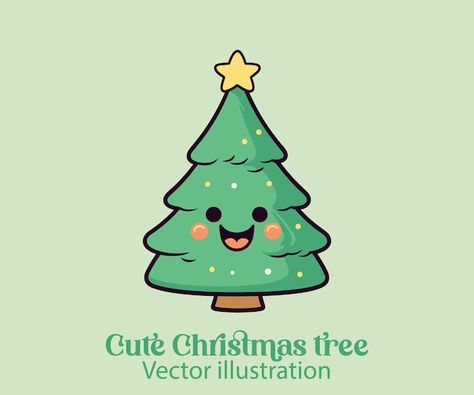 Christmas cartoon happy winter holiday v... | Premium Vector #Freepik #vector #christmas-tree #merry-christmas #winter-wonderland #vector-art Cute Christmas Tree Painting, Christmas Tree Cartoon, Cute Easy Paintings, Cartoon Christmas Tree, Vector Christmas, Christmas Cartoon, Christmas Tree Painting, Happy Winter, Cute Christmas Tree